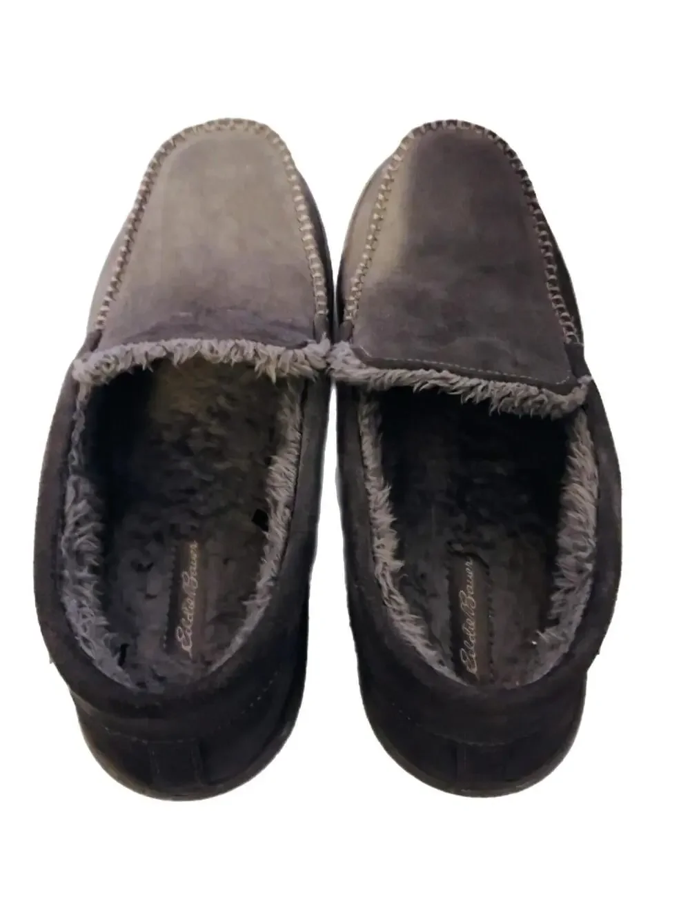 Eddie Bauer Men's Moccasin Suede Faux Fur Lined Slipper XL 11-12 Comfort